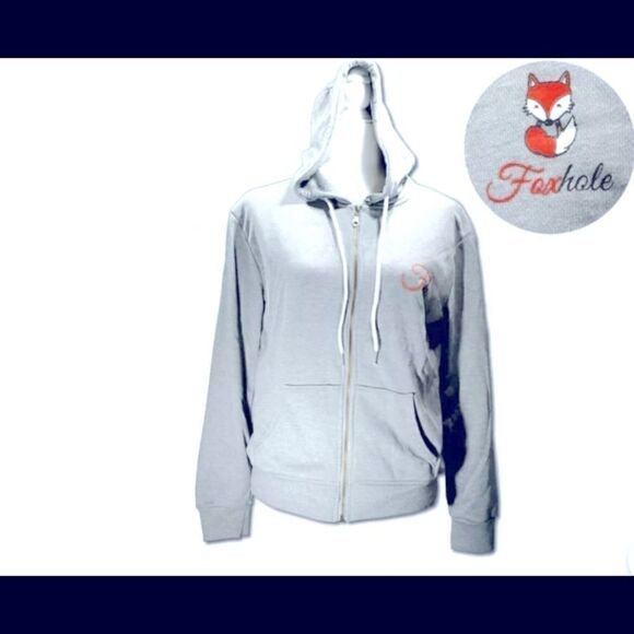 💥Foxhole Long Sleeve Gray Full Zip up Caps Hoodie Comfortable , Size: Small - Picture 1 of 10